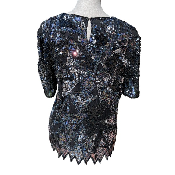 Vintage Beaded Silk Top by StyleWorks Size Large - Picture 3 of 11